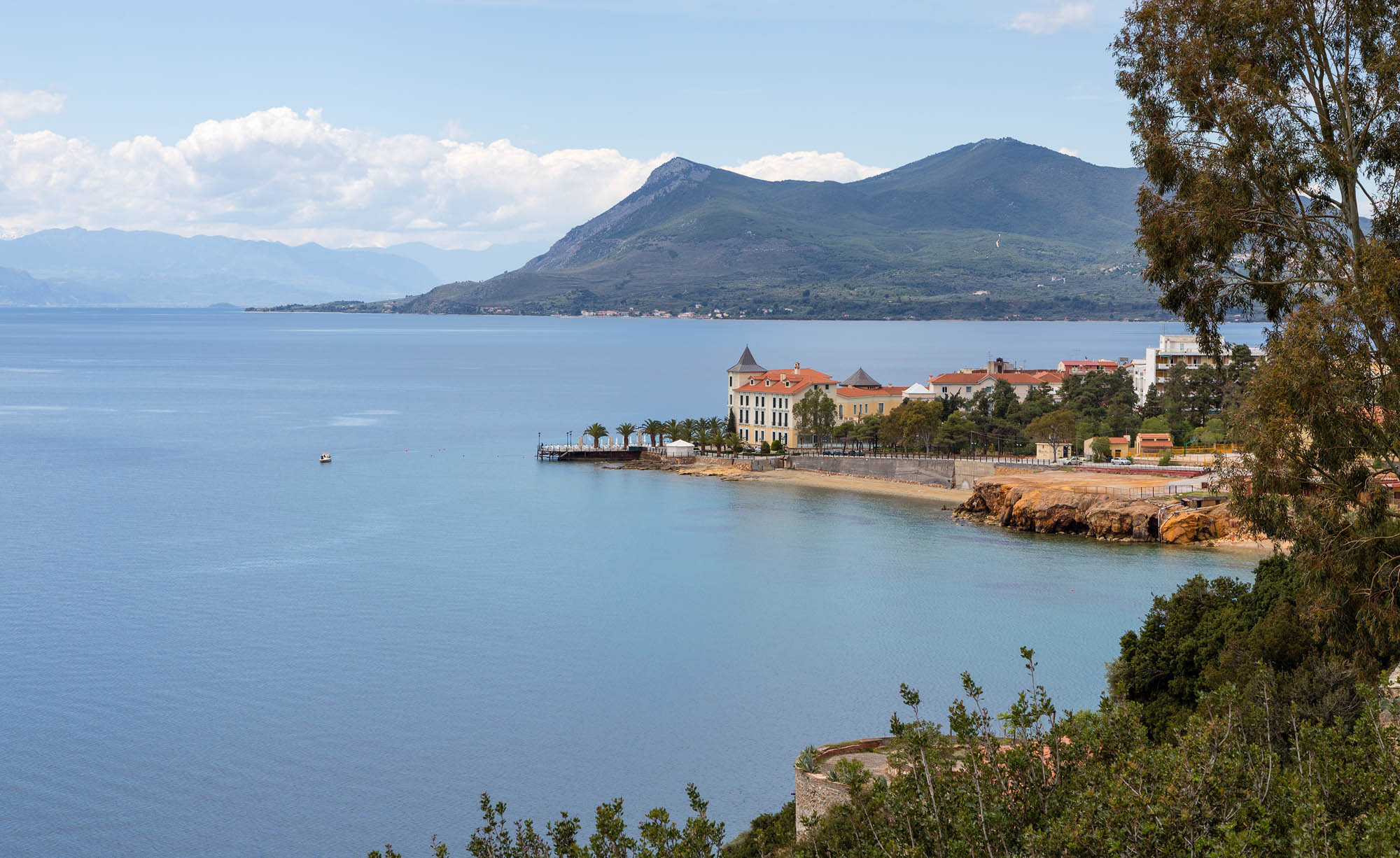 Evia, widok na góry i morze, panorama, Grecja
