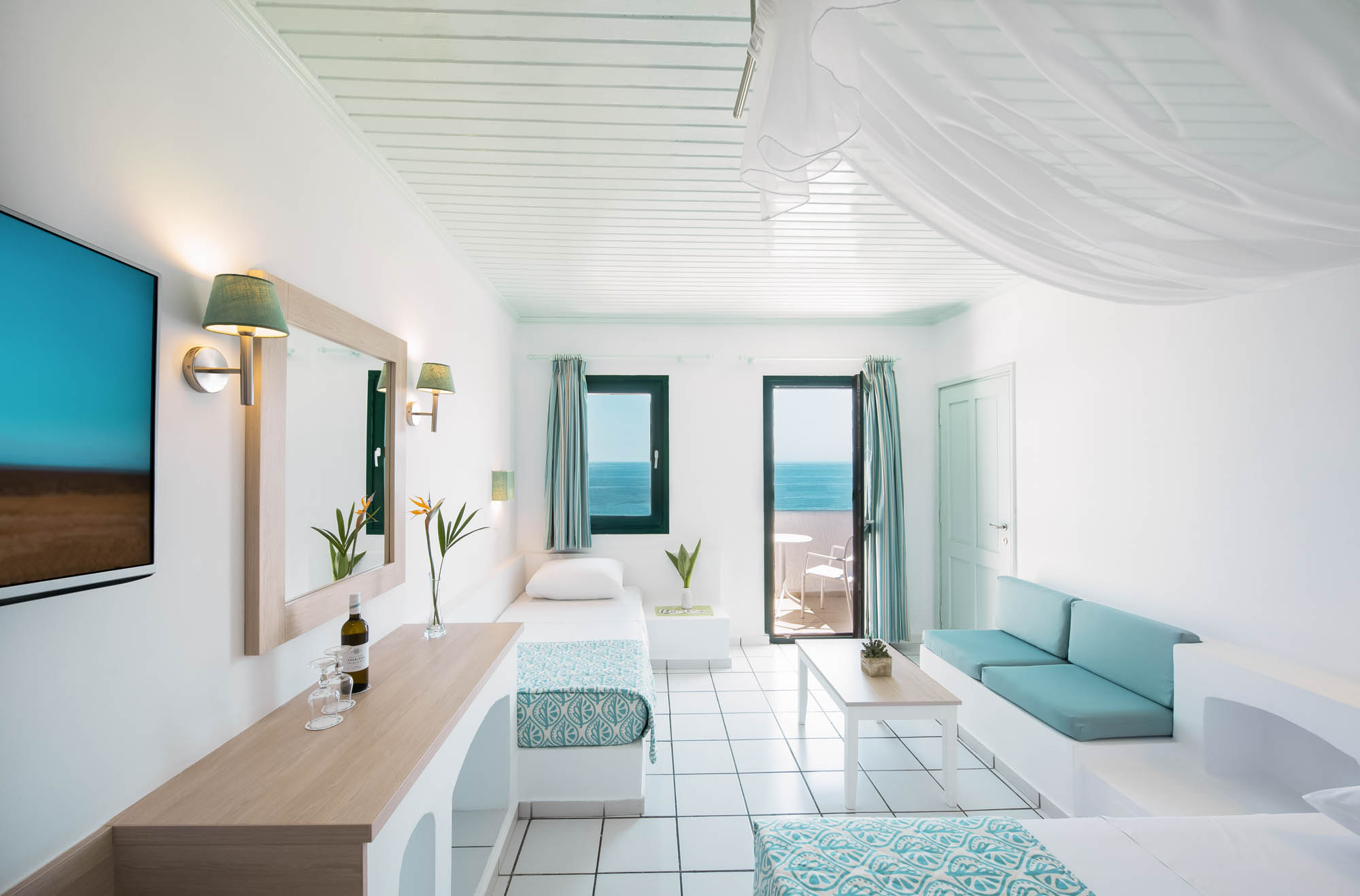 pokój hotelowy w hotelu na Krecie, grecka wyspa