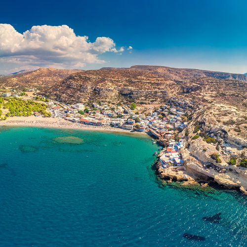 widok na kretę z lotu ptaka, grecka wyspa i piękne morze