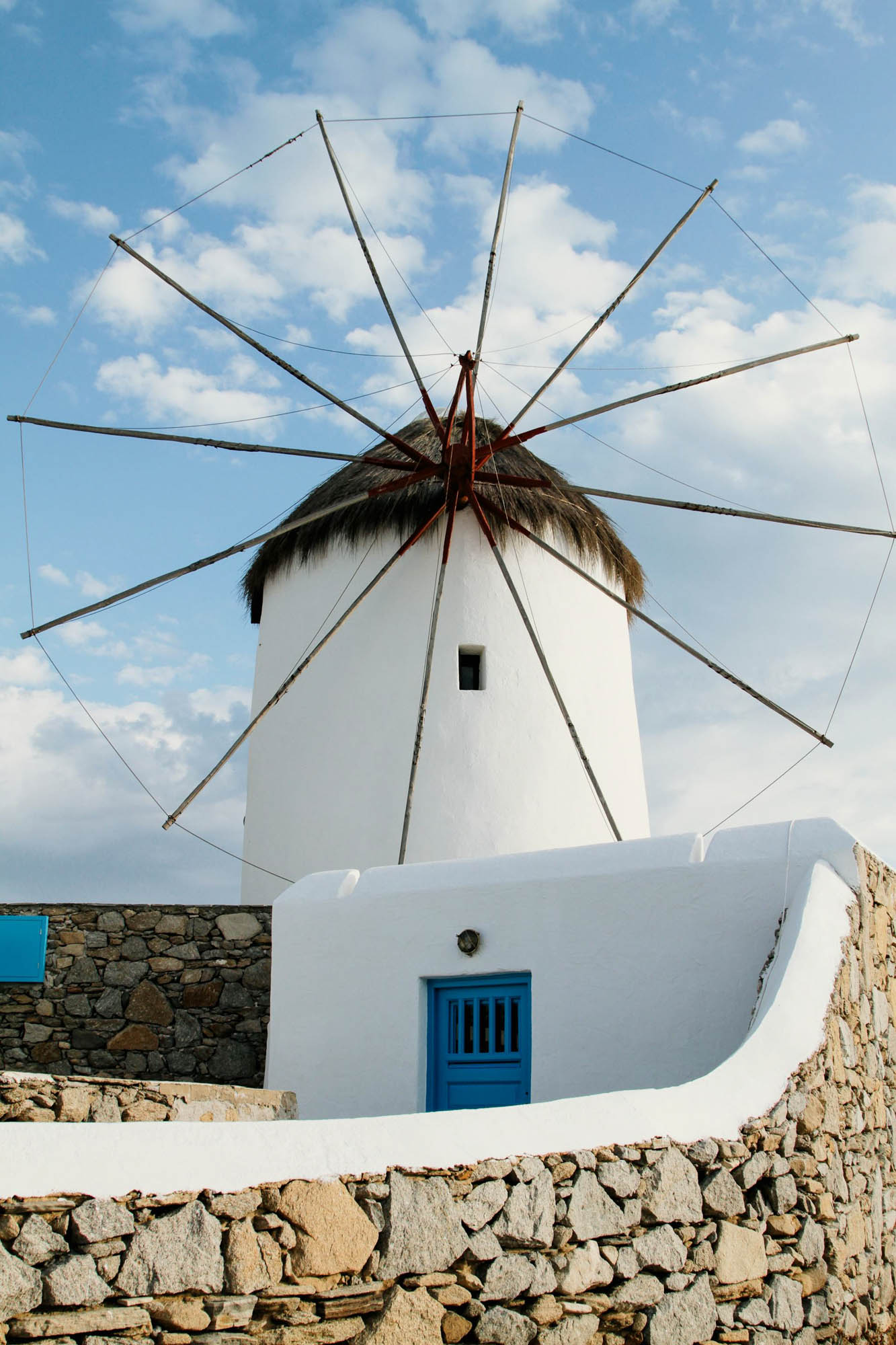 klasyczny, grecki wiatrak, grecja, zbliżenie na wiatrak