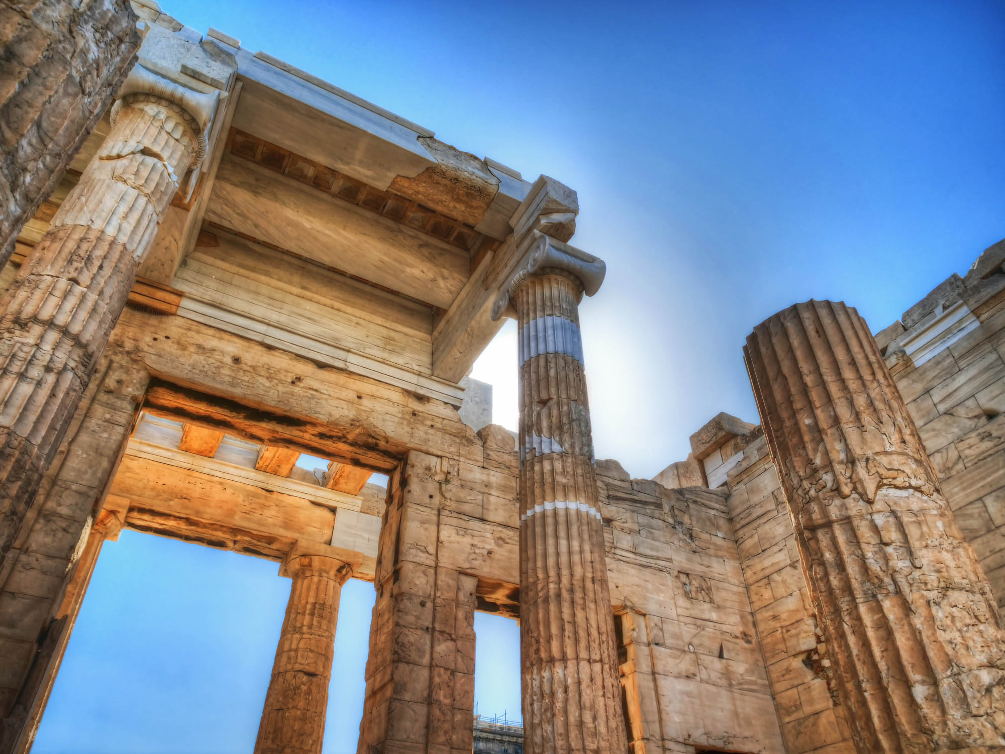 propykleje, brama akropolu, widok, ateny