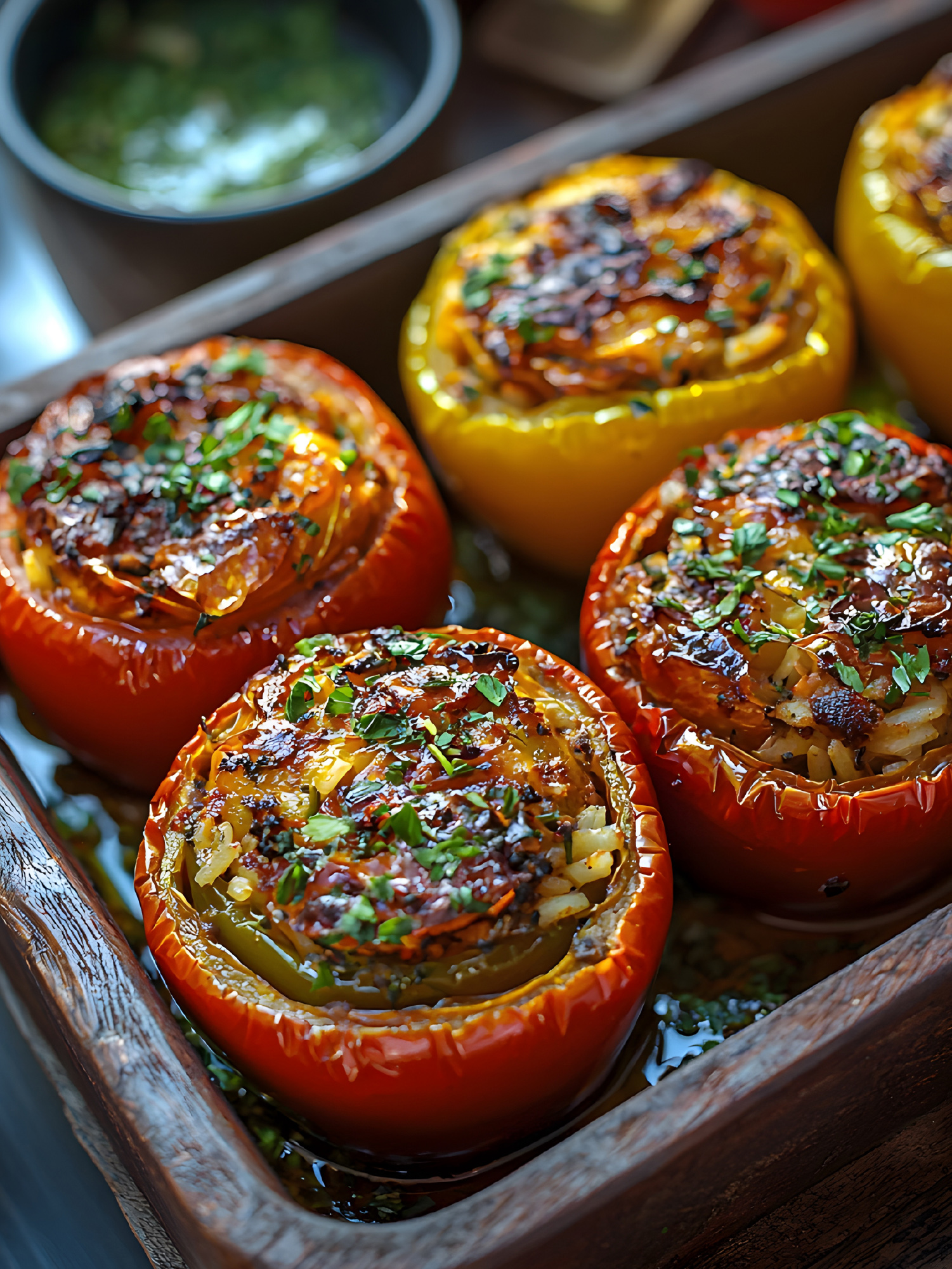 gemista, tradycyjne danie greckie, napełniane pomidory bna blasze