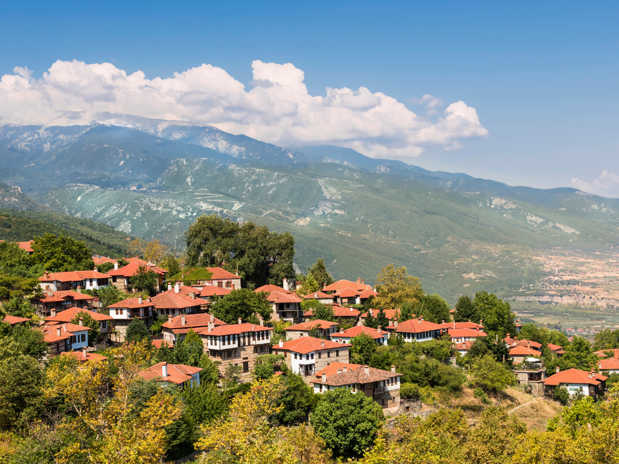 litochoro, masyw olimpu, riwiera olimpijska, widok na wioskę