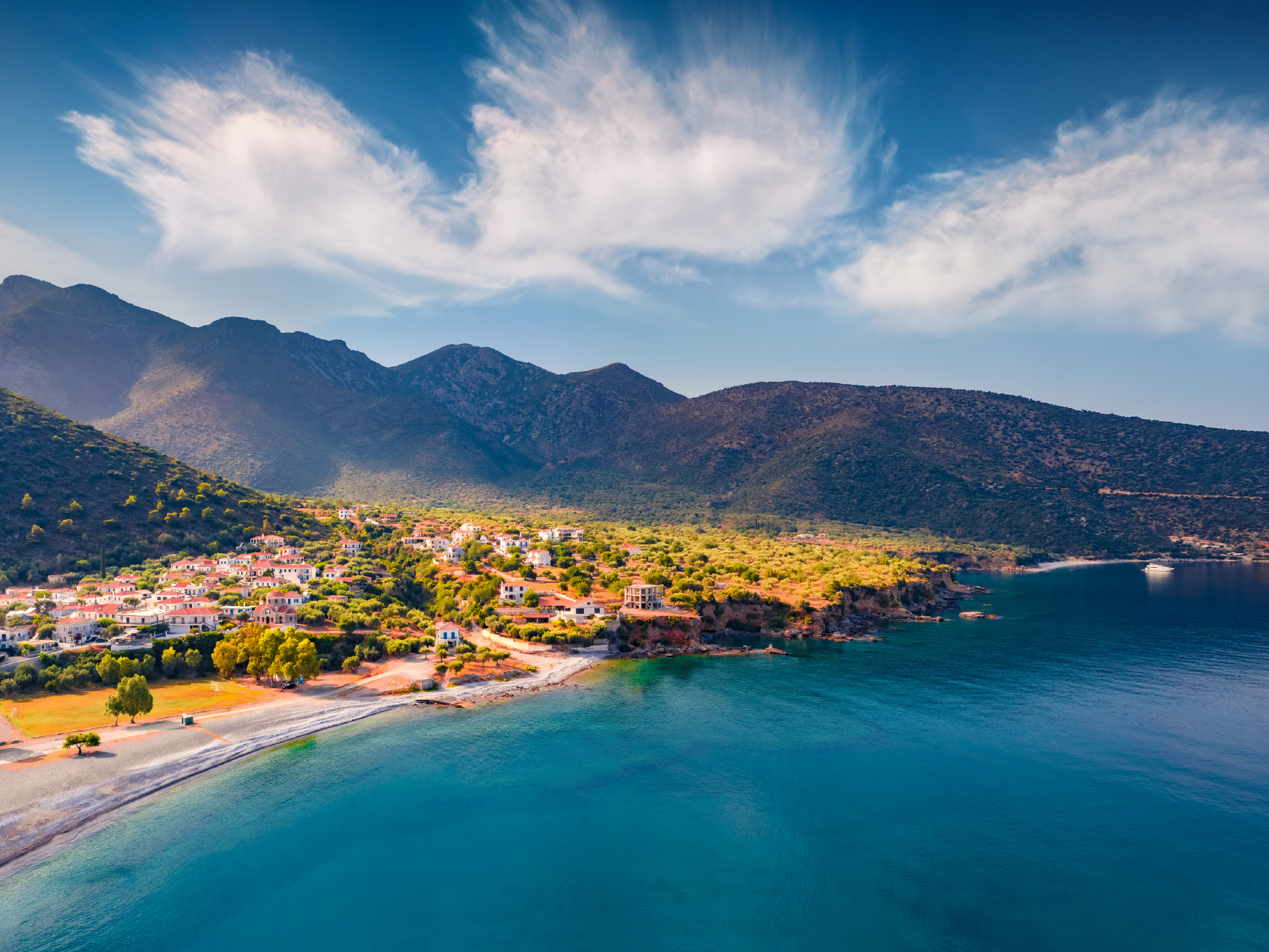widok na masyw olimpu, plaże