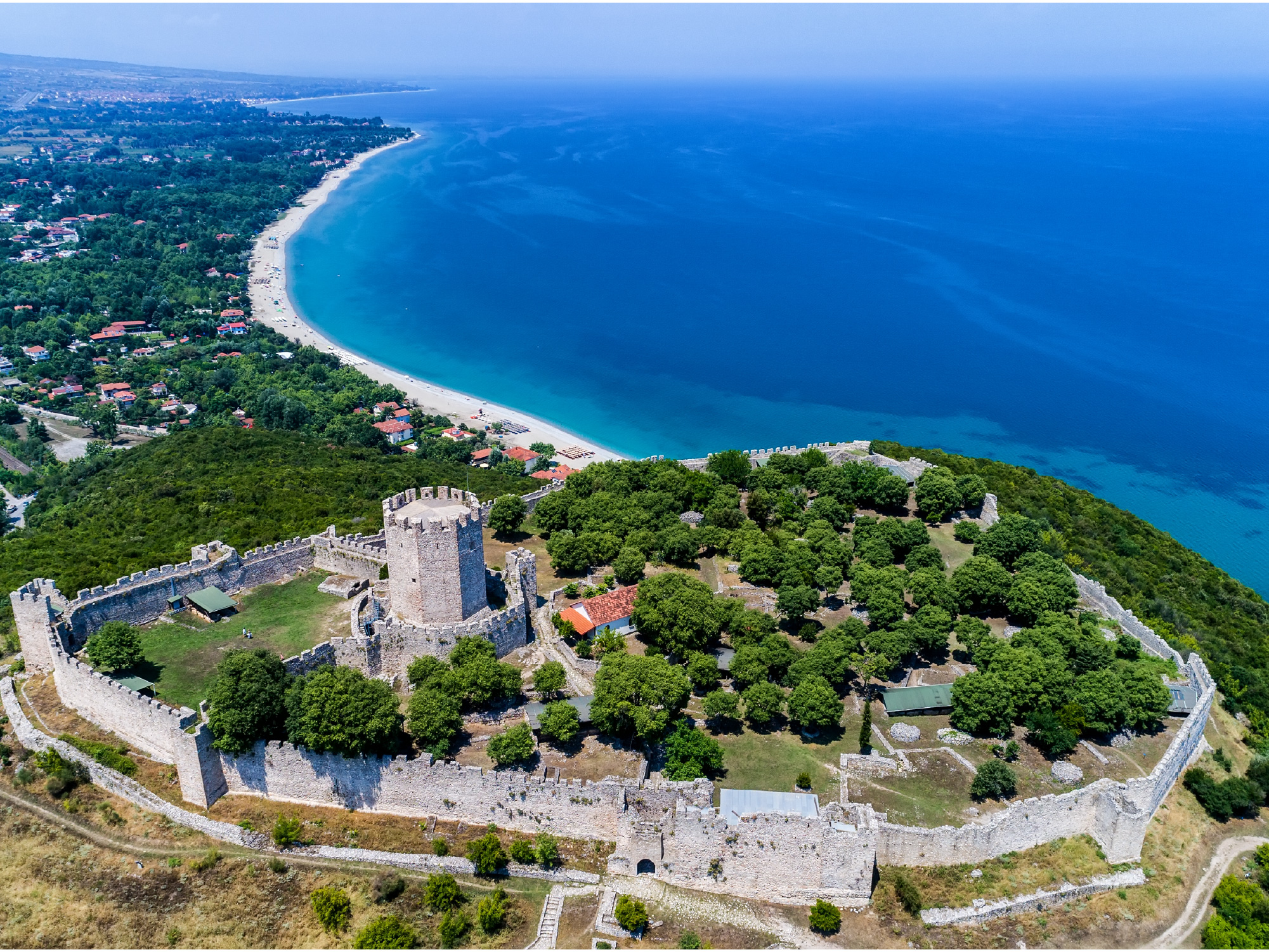 plaża riwiera olimpu, widok z góry na plaże