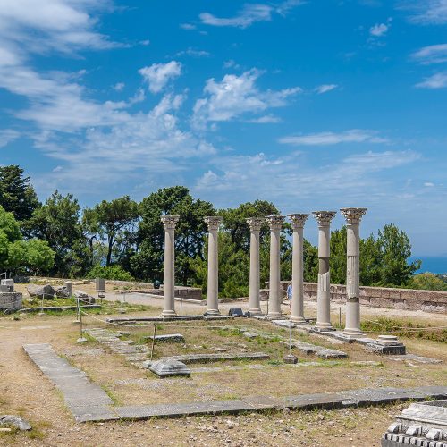 asklepion, widok na kolumny, detale, ruiny, wyspa kos
