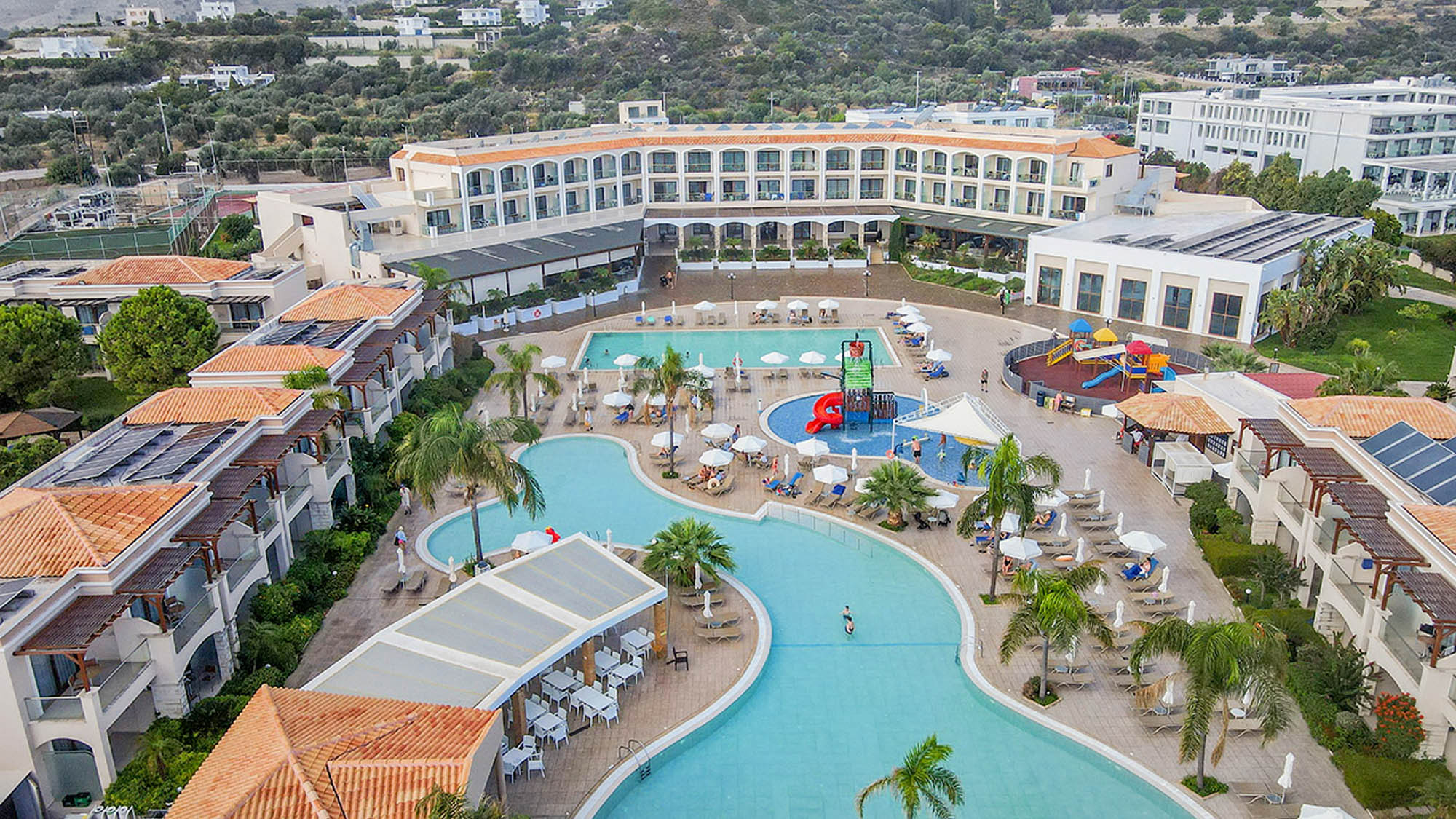 hotel mythos, rodos, widok z lotu ptaka