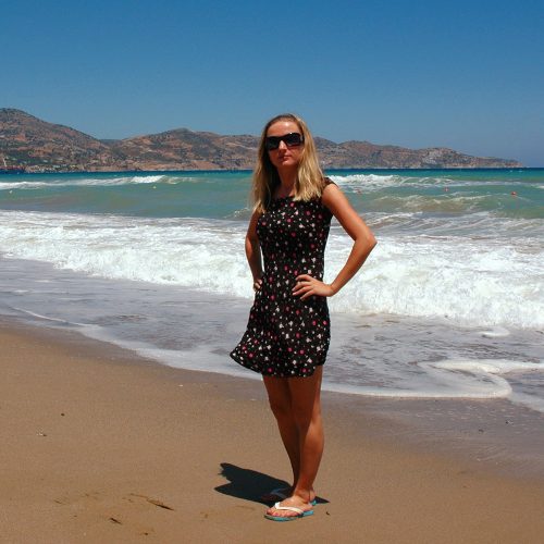 kreta, kobieta na plaży, widok, relacje