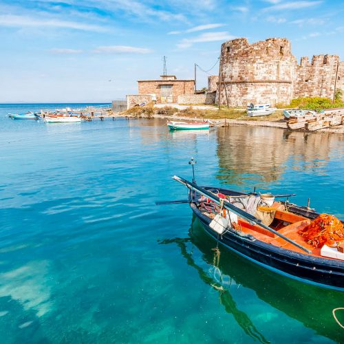 lesbos, widok na twierdzę i morze