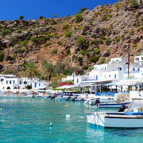 Kreta Zachodnia, miasteczko, widok na morze i port
